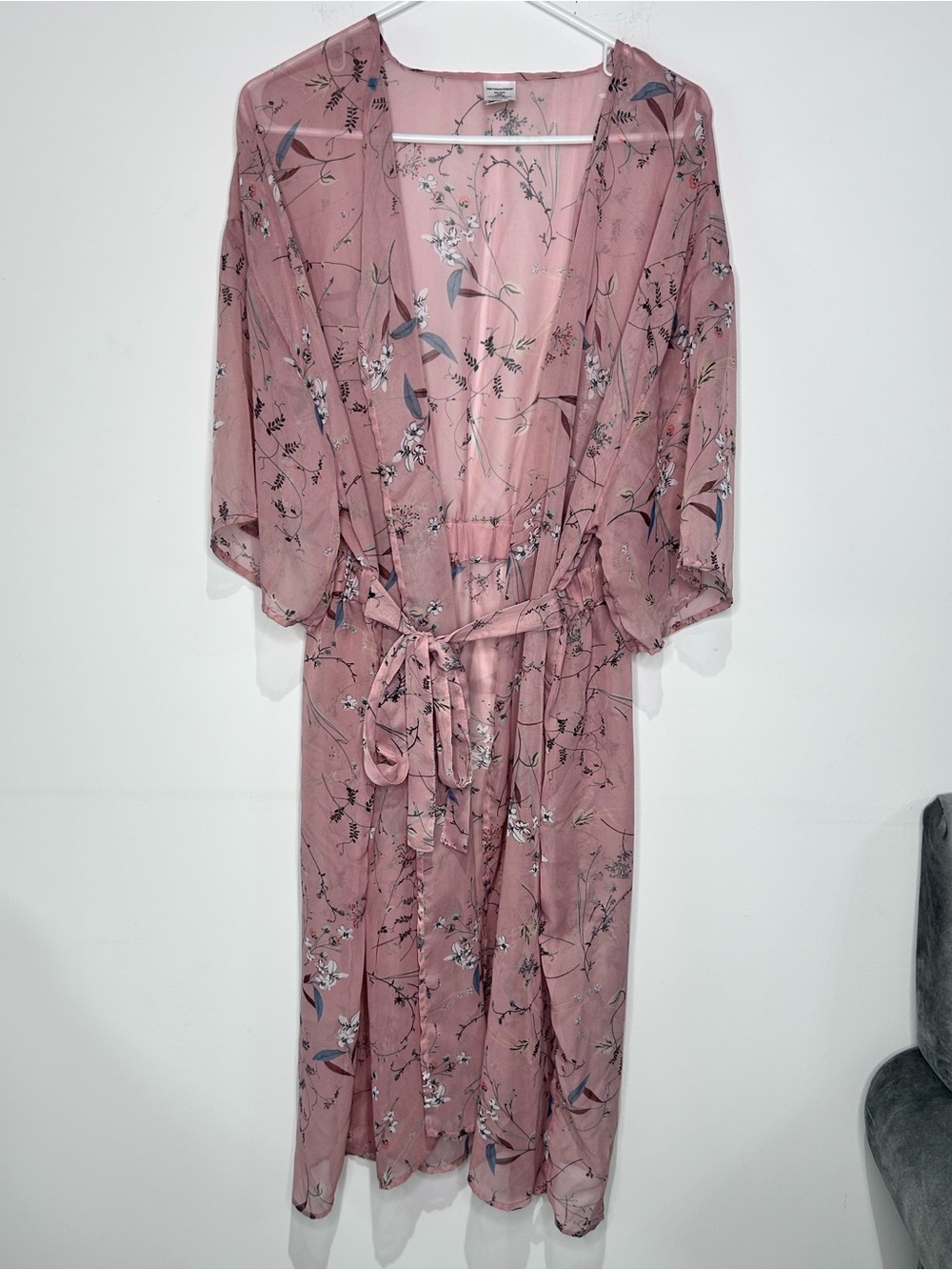 Floral Sheer Kimono Robe - Dusty Rose